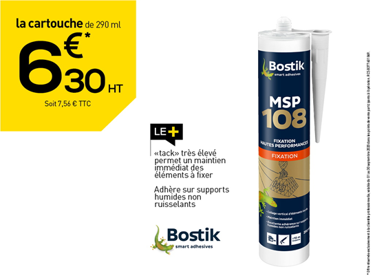 Mastic-colle de fixation MSP 108 Bostik